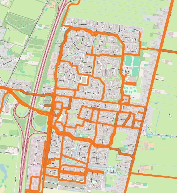 Strooikaart van Eemnes met een algemeen beeld van de strooiroutes in de gemeente